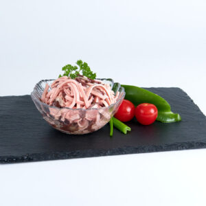 Fleischwurst für Wurstsalat geschnitten